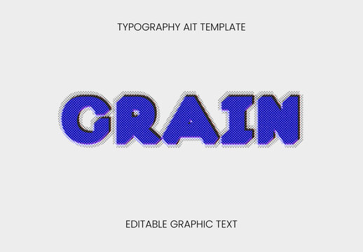 Blue Halftone Print Dot Text Effect Texture Grain Font