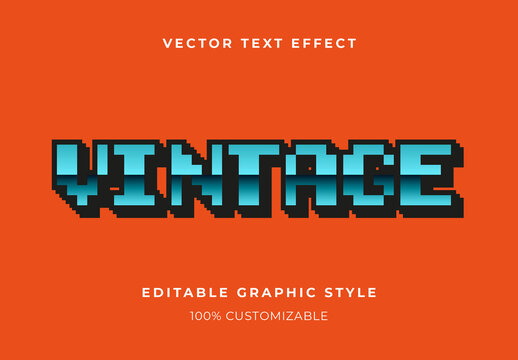 Cyan Retro Game Text Effect 3D Pixel Vintage Font