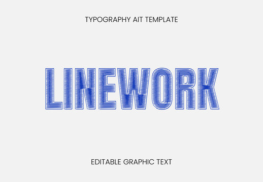Blue Ballpoint Pen Sketch Text Effect Hatch Bold Font
