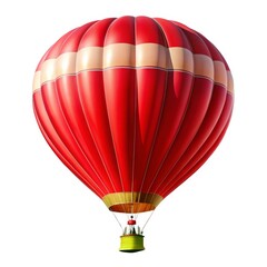 Red and white striped hot air balloon isolated on a white background