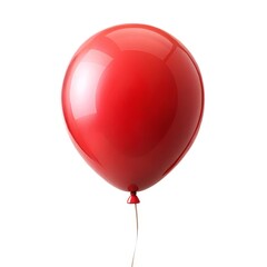 Shiny red balloon with a thin string isolated on a white background