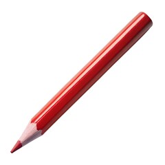 Single red wooden pencil with a sharp tip isolated on a white background