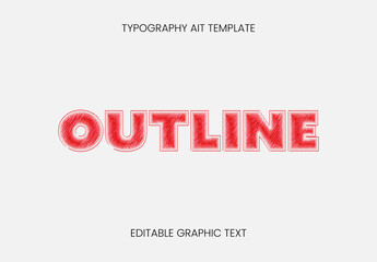 Red Ballpoint Pen Sketch Text Effect Diagonal Outline Font