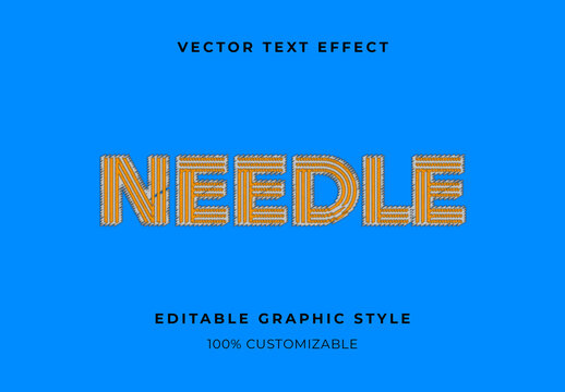 Orange And Gray Embroidery Text Effect Stitch Thread Bold Font