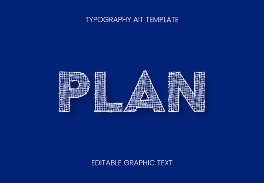 White Blueprint Grid Sketch Text Effect Hand Drawn Draft Font