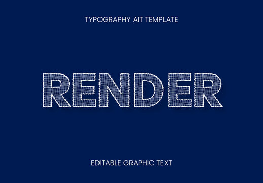 White Blueprint Grid Sketch Text Effect Technical Structure Font