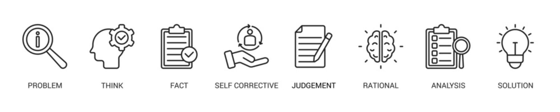 Critical Thinking Line Icon Set For Web Banner. Vector Illustration Concept With Some Icons. Designed In Line Style