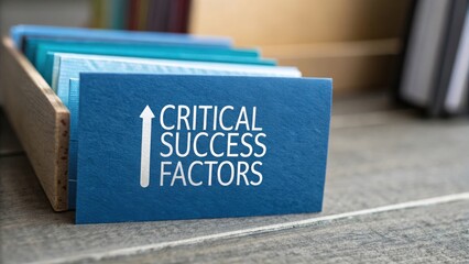 Business Strategy Card on Table with Focus on Critical Success Factors for Achieving Organizational Goals