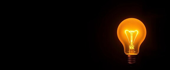 Glowing lightbulb icon on dark background, symbolizing innovative solution,  abstract,  brainstorming