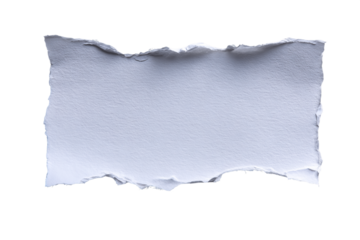 Torn White Paper Scrap on Transparent Background Isolated Close Up Detailed Texture Light Gray Tone Ripped Edge Paperboard Surface, PNG