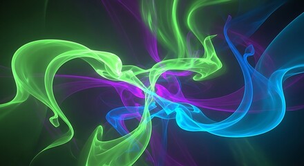 Vibrant ethereal energy waves intersect on a dark backdrop design