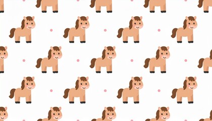 2026年午年：可愛い馬のミニマルパターン。ベビー用品やラッピング用の背景素材