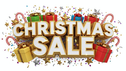 Christmas sale advertisement featuring gifts and candy canes, ideal for holiday promotions, social media posts, or festive marketing materials.