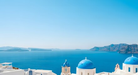 Obraz premium Iconic Blue Domes and White Architecture of Santorini, Greece, o