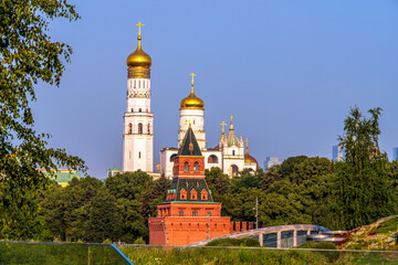 Ivan the Great Bell Tower in the Moscow Kremlin, Russia. A church‑bell tower that forms part of...