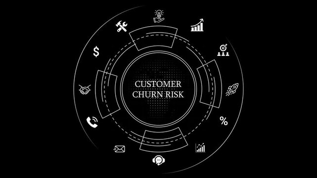 Customer Churn Risk Infographic Template Business Concept with churn rate customer retention
