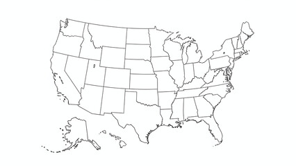 Illustrated map of the united states, perfect for educational materials, travel brochures, websites, and patriotic designs that highlight locations.