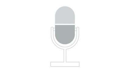 Retro Microphone Icon - Gray and White Simple Vector