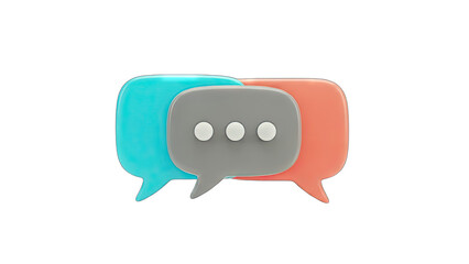 Fototapeta premium 3D Speech Bubbles Overlapping on White Background
