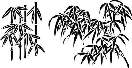 Black Silhouette Of Bamboo Stalks And Leaves © VectorDesign