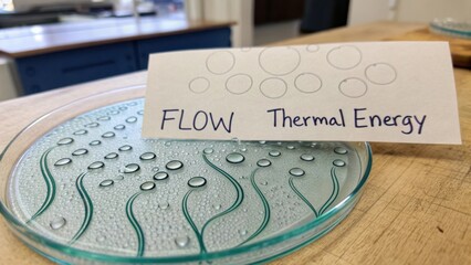 Demonstration of Thermal Energy Flow with Droplets on Surface in Laboratory Environment