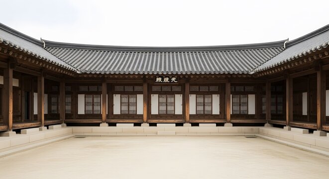 Korean traditional Hanok architecture courtyard (Madang) under o