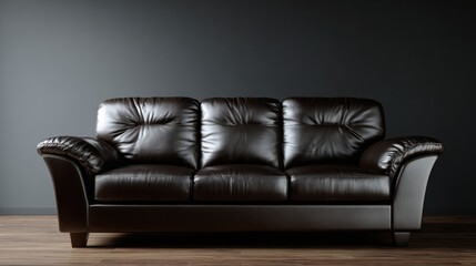 Modern Brown Leather Sofa in Minimalist Living Room Interior Design