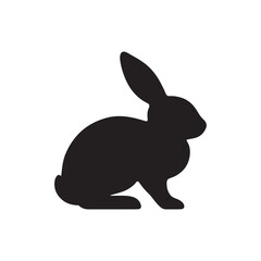 A simple black silhouette of a rabbit in a seated position