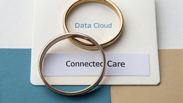 Elegant Rings Over Labels Representing Data Cloud and Connected Care in Modern Business Context - Powered by Adobe