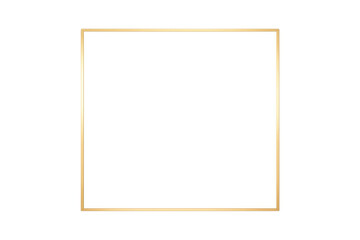 Golden square frame with shining light effect on transparent background, elegant shiny border element