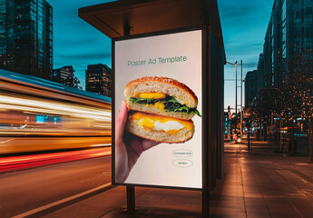 Street Bus Stop Advertising Mockup