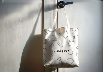 Hanging Tote Bag Template in Interior Setting