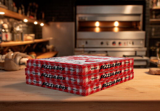 Pizza Box Countertop Display Mockup