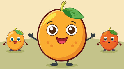 Minimalist Kawaii Fruit Sticker Set with Simple Faces,  Cute Fruit Icons: Green Apple, Orange, and Berry Illustration,