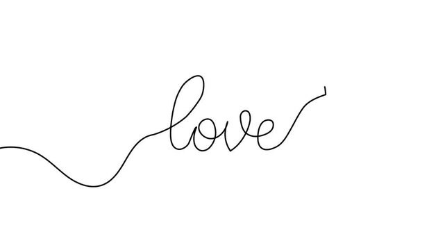 Simple love shape outline line art animation