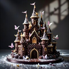 Fairytale Gingerbread Castle with Winter Mood and Chocolate Inspiration