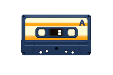 Obraz premium Retro compact cassette tape audio music playing in vintage player, recording sound, analog technology, old fashion entertainment