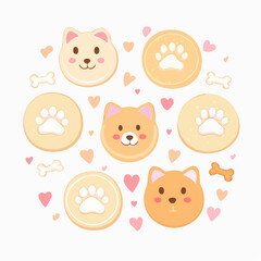 Cute dog biscuit icons in pastel doodle for February Dog Biscuit Day