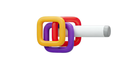 Abstract Colorful Interlocked Shapes on White Background