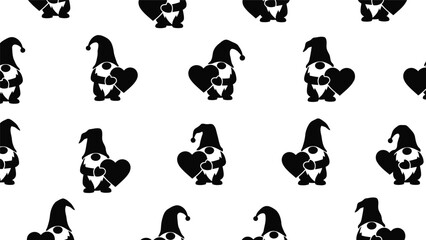Whimsical Black and White Gnome Pattern for Home Decor