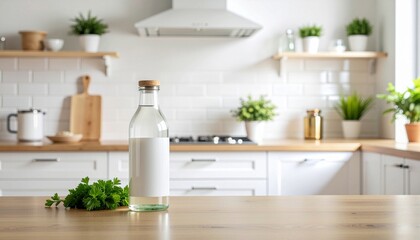 Minimal Blank Honey Jar Mockup on Clean Kitchen Counter