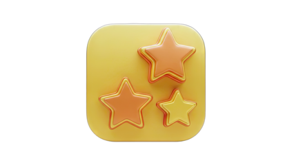 3D Rendered Stars on a Yellow Rounded Square