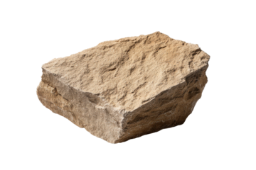 Rough tan sandstone rock with textured surface isolated on black beige brown, Png, Isolated on Transparent Background, Cut Out