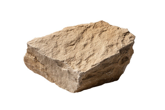 Rough tan sandstone rock with textured surface isolated on black beige brown, Png, Isolated on Transparent Background, Cut Out