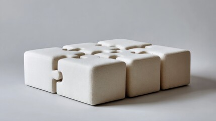 Modern Minimalist Modular Furniture in Soft Beige Color Palette