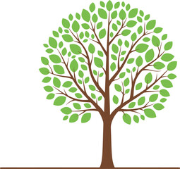 Obraz premium Green Tree with Brown Trunk Illustration.