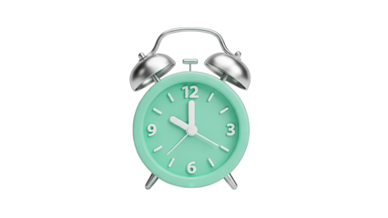 Mint Green Alarm Clock Showing Time on White Background