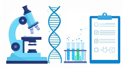 Laboratory equipment and tools in blue color scheme