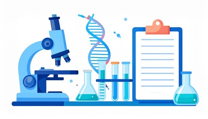 Laboratory equipment and tools in blue color scheme
