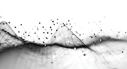 Abstract network of points and lines flowing across a light background